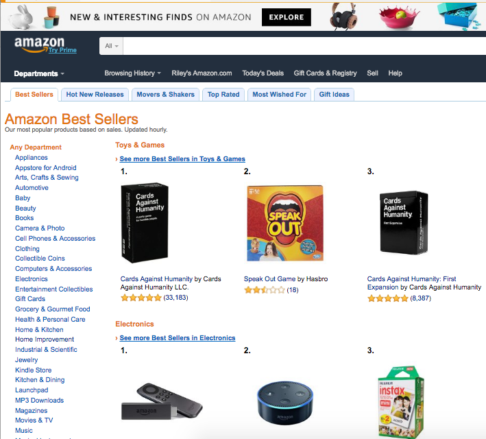 amazon best sellers page - fba private label - livin that lfie